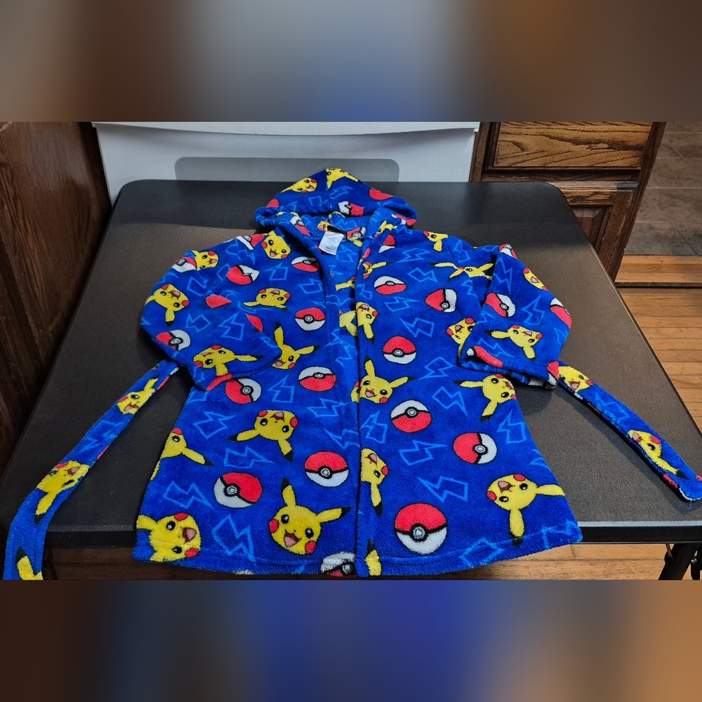 Boy's size large (10) blue hooded Pokemon robe with belt